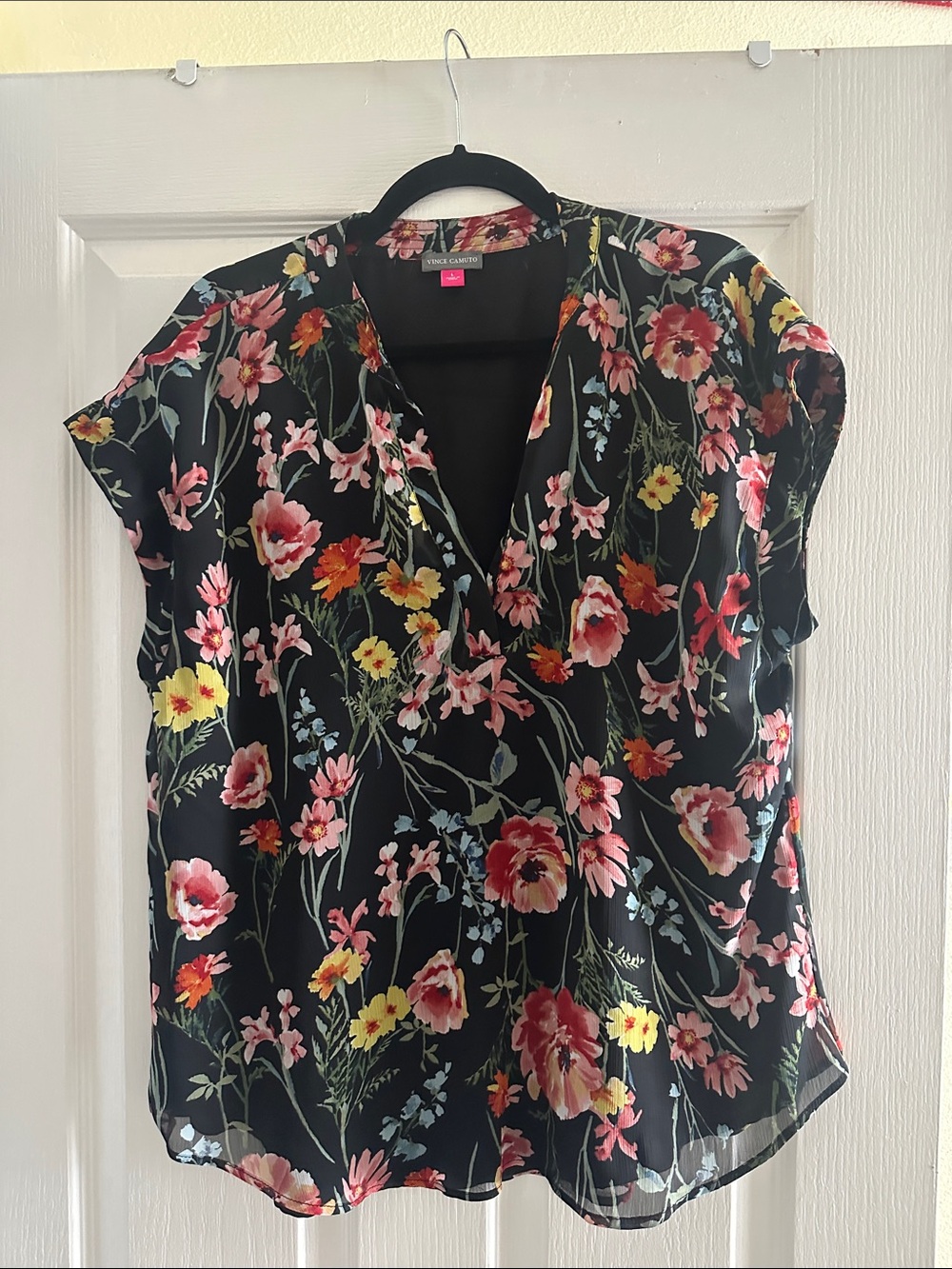 Vince Camuto Floral V-Neck Blouse